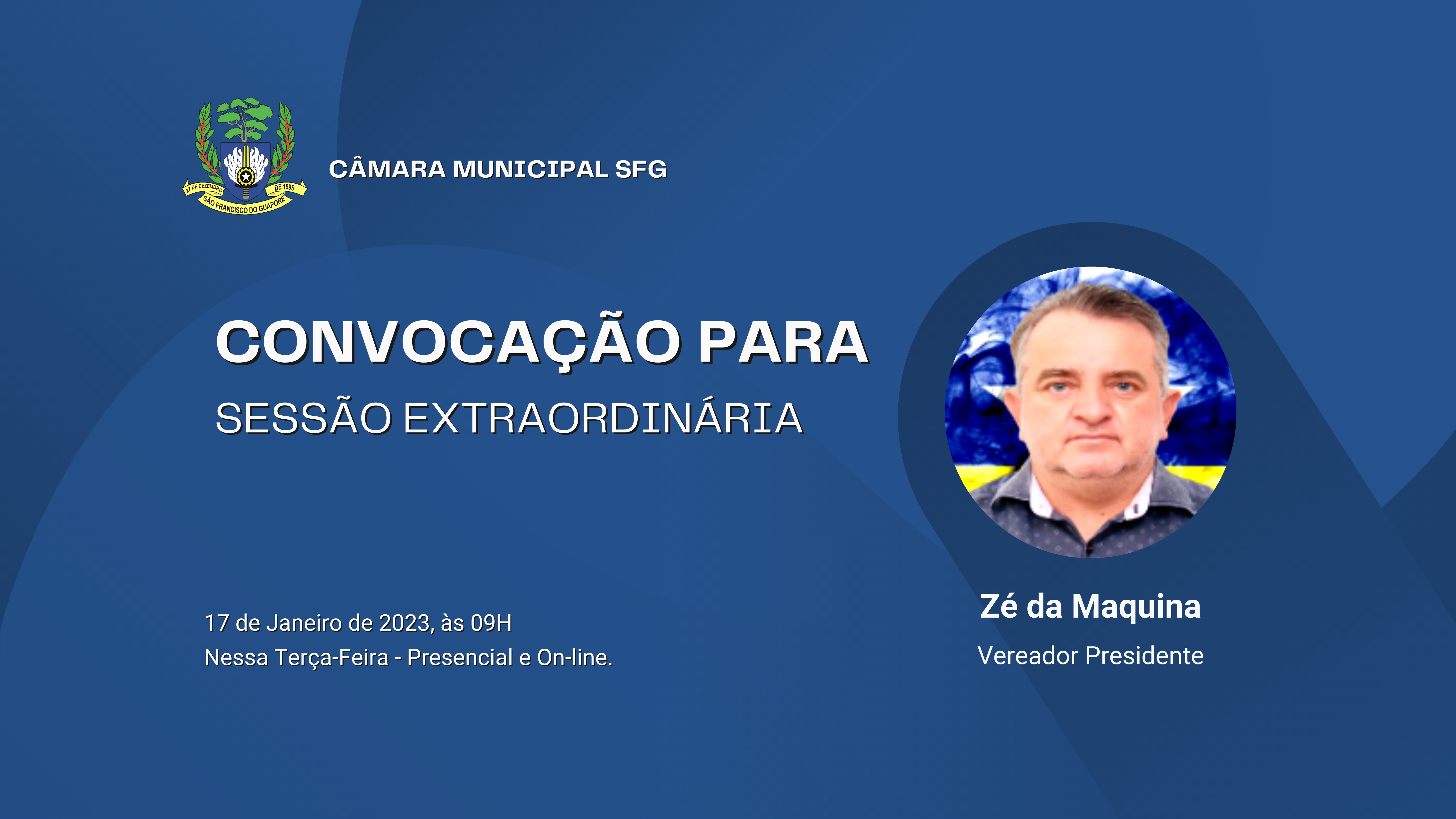 Nesta Terça-feira, dia 17/01/2023, teremos a realização de uma Sessão Extraordinária.