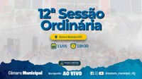 Ordem do Dia da 12ª Sessão Ordinária nesta Segunda, dia 11/05/2026.
